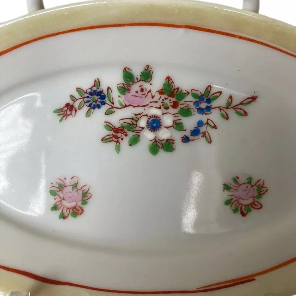 Vintage Nippon Japanese Hand Painted Trinket Candy Nut Dish soap rings change